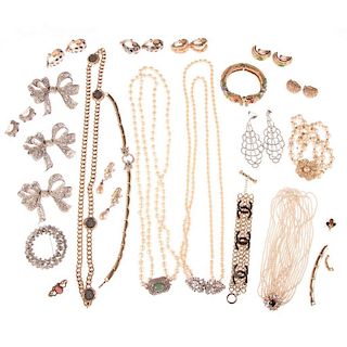 Collection of vintage rhinestone and costume jewelry
