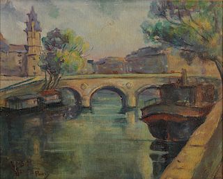 LOIS MAILOU JONES, (American, 1905-1998), Paris View, oil on panel, 8 x 10 in., frame: 10 x 12 in.