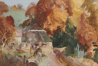 SIR WILLIAM RUSSELL FLINT, (Scottish, 1880-1969), An Old Devon Cider Press House, watercolor, sheet: 15 x 22 in., frame: 25 x 33 in.