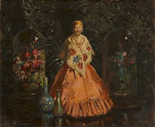 ABBOTT FULLER GRAVES, (American, 1859-1936), Still Life with Porcelain Figure, oil on canvas, 20 x 24 1/4 in., frame: 27 3/4 x 32 in.