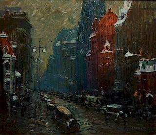 ARTHUR CLIFTON GOODWIN, (American, 1864-1929), Fifth Avenue, New York, Near St. Patrick's, oil on canvas, 38 x 44 in., frame: 44 x 50 in.