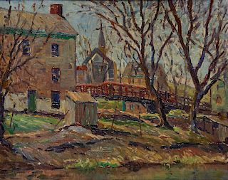 ARTHUR CLIFTON GOODWIN, (American, 1864-1929), New Britain, oil on canvasboard, 16 x 20 in., frame: 21 1/2 x 25 1/2 in.
