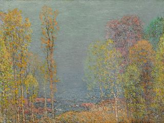 JOHN JOSEPH ENNEKING, (American, 1841-1916), Landscape, oil on canvas, 18 x 24 in., frame: 29 1/2 x 35 1/2 in.
