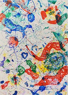 SAM LEWIS FRANCIS, (American, 1923-1994), Untitled (SF 291), 1986, screenprint in colors, sight: 84 x 60 in., frame: 65 1/2 x 89 1/2 in.