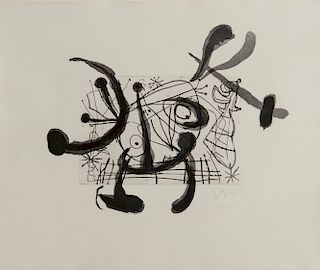 JOAN MIRO, (Spanish, 1893-1983), Untitled, from Fissures, lithograph, sheet: 19 x 22 1/2 in., frame: 32 1/2 x 36 in.