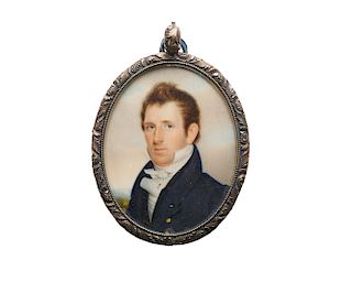 FREDERICK R. SPENCER, (American, 1806-1875), Robert Hunter Morris, portrait miniature, oil, 2 1/2 x 2 in.