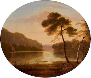 BENJAMIN CHAMPNEY, (American, 1817-1907), At the Water's Edge, 1847, oil on canvas, 17 x 21 in., frame: 22 1/2 x 25 1/2 in.