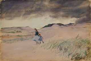 JOHN WHORF, (American, 1903-1959), Storm in the Dunes, watercolor, sight: 14 1/4 x 21 in., frame: 22 1/2 x 29 in.