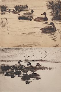 FRANK WESTON BENSON, (American, 1862-1951), Calm and Rendezvous, etchings