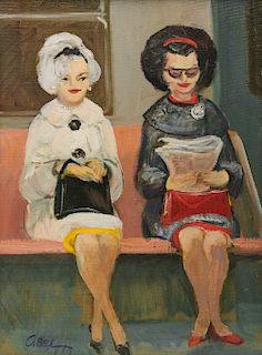 CECIL BELL, (American, 1906-1970), Two Girls - Take Your Choice, oil on canvas board, 16 x 12 in., frame: 21 x 17 in.