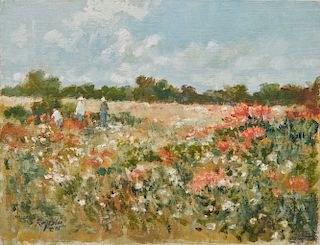 RAY ELLIS, (American, 1921-2013), Field of Flowers, 1985, oil on canvas on board, 12 x 16 in.