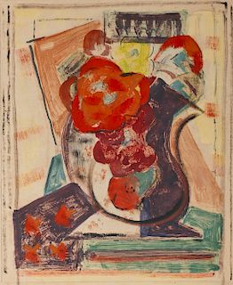 AGNES WEINRICH, (American, 1873-1956), Vase of Flowers, monotype, sight: 16 x 13 1/4 in., frame: 28 x 25 in.