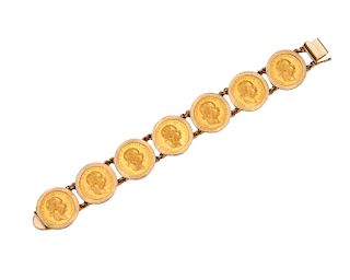 14K Gold and Austrian Gold Coin Bracelet
