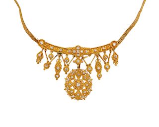 High Karat Gold and Diamond Necklace