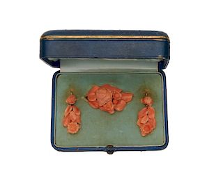 14K Gold and Carved Coral Suite, in a fitted TIFFANY & CO. box