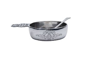 TIFFANY & CO. Arts and Crafts Silver Porringer and Spoon
