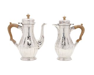 CHRICHTON BROTHERS Silver Coffee Pot and Chocolate Pot, London, 1908