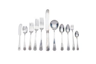 R. WALLACE & SONS Arts & Crafts Hand Hammered Silver Flatware Service, San Juan pattern, 1914