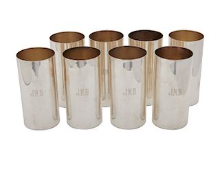 Set of Eight CARTIER Silver Cylindrical Mint Julep Cups