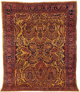 Mahajaran Sarouk Gold Ground Carpet, Persia, ca. 1925; 9 ft. 10 in. x 7 ft. 5 in.