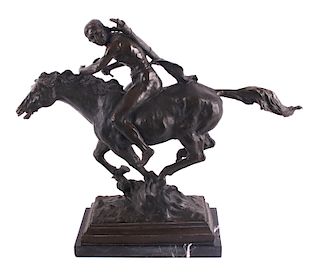 Native American on Horseback Bronze Sculpture