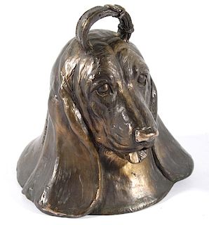 Signed Bronze Hound Bell by Carl Wagner