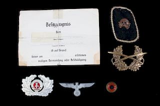 Collection of Nazi Pins, 'Tinnies', and Papers