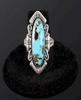 Navajo Sterling Silver and Turquoise Cocktail Ring