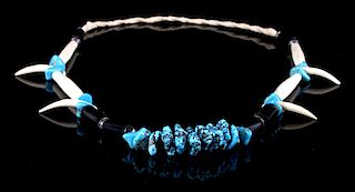 Sleeping Beauty Turquoise w/ Tusk & Claws Necklace