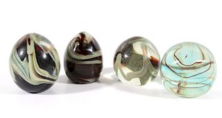 Collection of Polychrome Glass Art Paperweights