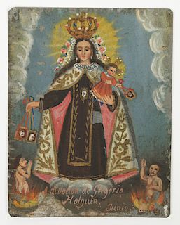 19th C. Virgin of Carmen Painting, Cusco, Peru