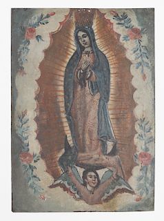 19th C. Virgin of Guadalupe Retablo, Mexico