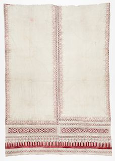 Pair of Sewn Together Hand Painted Textiles/Drapes, Ceylon/Sri Lanka