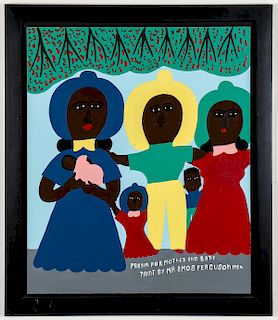 Amos Ferguson (Bahamian, 1920-2009) "Prayin for Mother and Baby", 1984