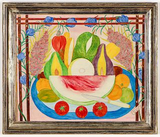 Seneque Obin (Haitian/Cap-Haitien, 1893-1977) "Still life with Fruit"