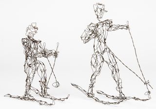 Thai Varick (1941-2001) 2 Wire Sculpture Skiers