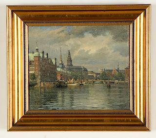 Axel Johansen (1872-1938) "Copenhagen Harbor", 1926