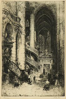 Hedley Fitton (English, d. 1929) "Morning - St. Etienne du Mont, Paris"