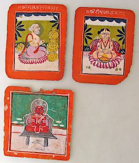 Three 19th C. India Miniature Paintings, Rajasthan 