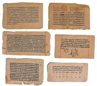 Six 19th C. Handwritten Pages/Diagrams in Devanagari Script