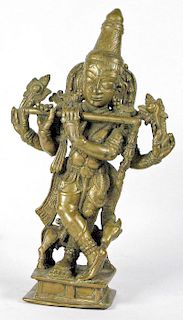 18th/19th C. Bronze Krishna Statue, Karnataka, India
