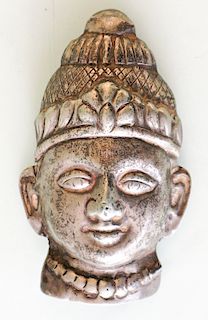 18th C. Shiva Mask Silver & Traces of Lac 