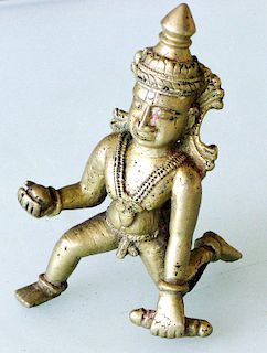 19th C. Brass Krishna Statue