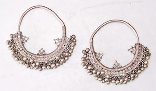  Silver Earrings, Himachal Pradesh, Early/Mid 20th C.