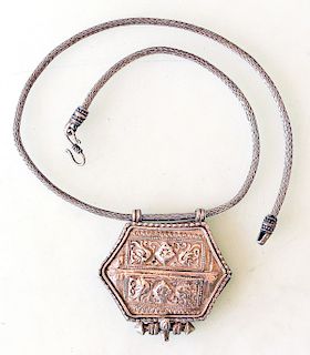Silver Pendant and Chain, Himachal Pradesh, Early/Mid 20th C.