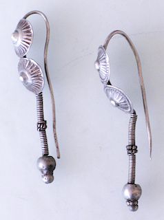  Silver Earrings, Gujarat, Early/Mid 20th C.