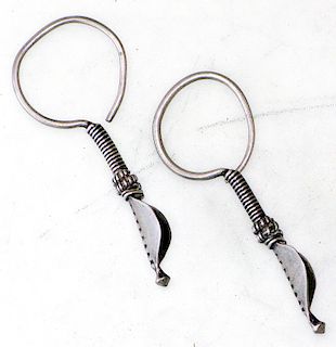  Silver Earrings, Rajasthan, Early/Mid 20th C.