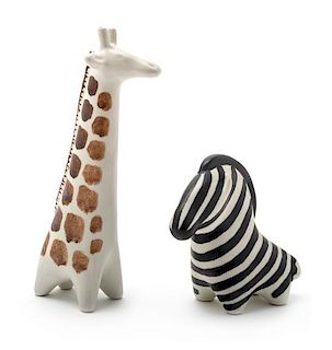 Taisto Kaasinen, (Finnish, 1918-1980), Zebra and Giraffe Animal Figures Arabia, Finland