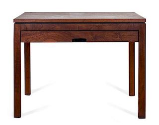 * American, Mid 20th Century, Modernist Walnut End Table with Drawer