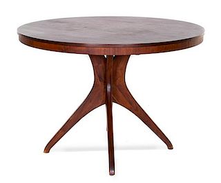 * Manner of Adrian Pearsall, American, Mid 20th Century, Walnunt Dining Table Includes Two Extention Leaves